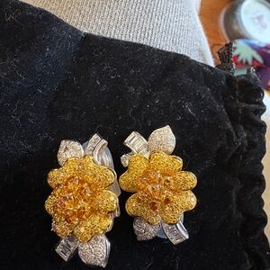 Elegant Gold and Silver Floral Earrings